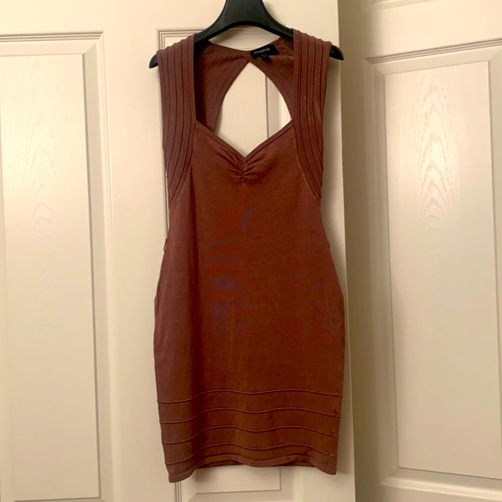 Bebe brown fitted mini dress size small